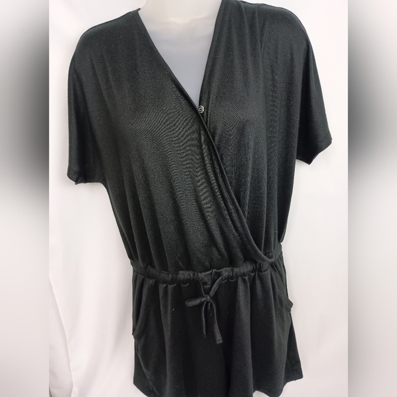 2/$30 Black Wrap-Style Short Sleeve Summer Stretchy Romper (#915) - Picture 1 of 8